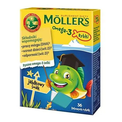 Möller's Żelki z kwasami omega-3 i witaminą d3 dla dzieci jabłkowe