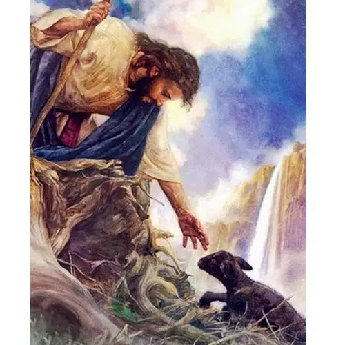 Moments Haft diamentowy jezus i owieczka 45x55