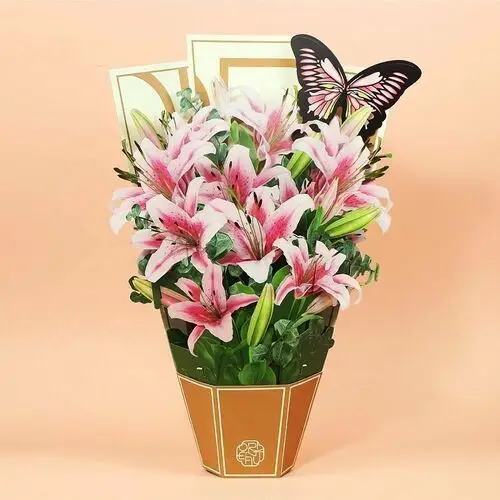 Moments Kartka pocztowa okolicznościowa 3d pop-up kwiaty - duży bukiet lilie
