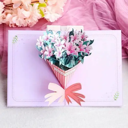 Moments Kartka pocztowa okolicznościowa 3d pop-up kwiaty piękne lilie