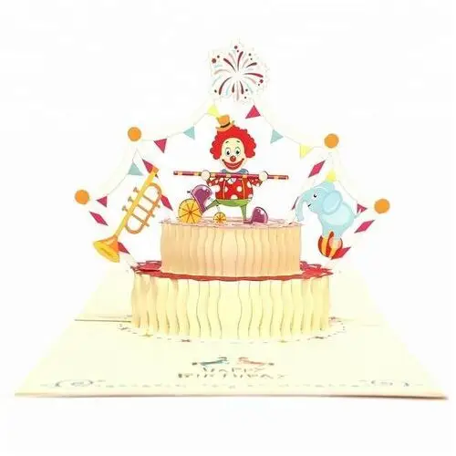 Kartka pocztowa okolicznościowa 3d pop-up urodziny tort cyrk Moments
