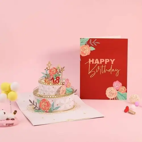 Kartka Pocztowa Okolicznościowa 3D Pop-Up Urodziny Urodzinowy Tort