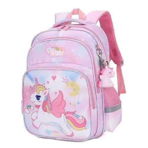 Mpmax Plecak szkolny dla dziewczynki różowy jednorożec dwukomorowy