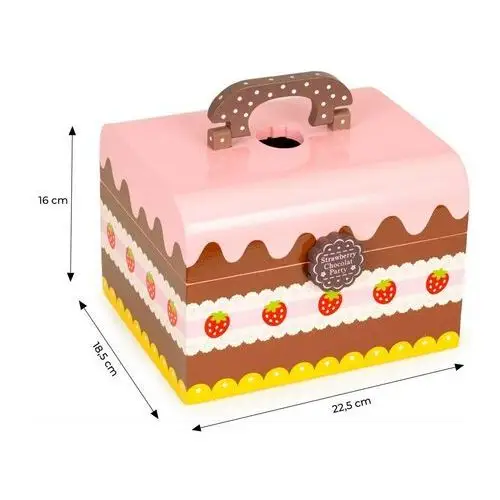 Zestaw drewniana skrzynia słodycze ciasto tort do krojenia 29 elementów 5