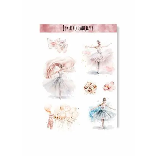 Naklejki z baletnicą balet jezioro łabędzie różowe do albumu słodkie Manufaktura dobrego papieru