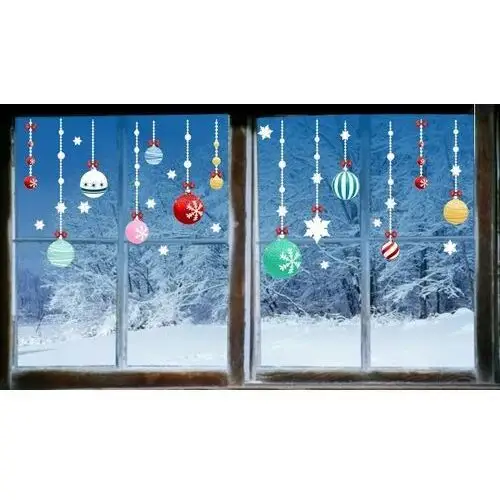 Bombki Naklejki świąteczne na okno 150cm Ozdoby /NaklejkiOzdobne