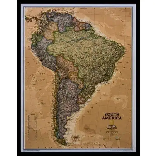 National Geographic, Ameryka Południowa Executive. Mapa ścienna polityczna na podkładzie do wpinania 1:11 121 000