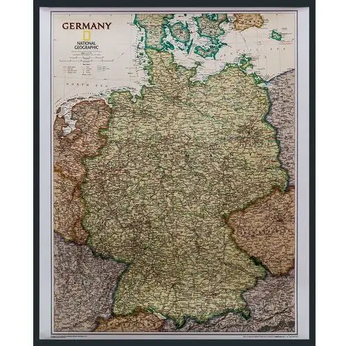 National Geographic, Niemcy Executive. Mapa ścienna polityczna na podkładzie w drewnianej ramie, 1:1 375 000