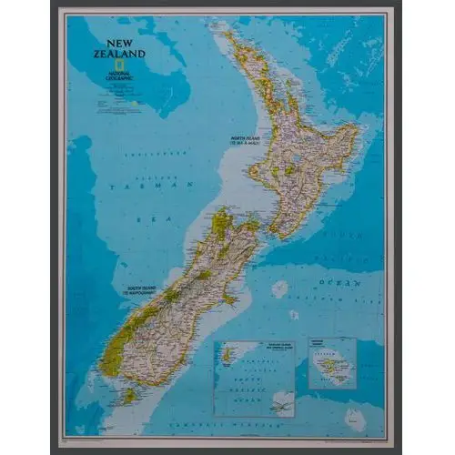 National Geographic, Nowa Zelandia Classic mapa ścienna polityczna na podkładzie do wpinania 1:2 300 000