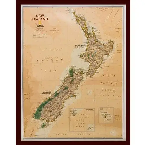 National Geographic, Nowa Zelandia. Executive. Mapa ścienna polityczna na podkładzie w drewnianej ramie, 1:2 300 000