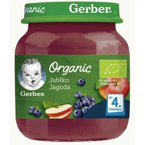 Nestle Gerber organic, deserek jabłko jagoda dla niemowląt po 4 miesiącu, 125 g