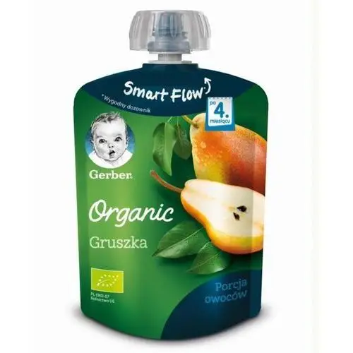 Nestle Gerber organic, deserek w tubce gruszka dla niemowląt po 4 miesiącu, 90 g