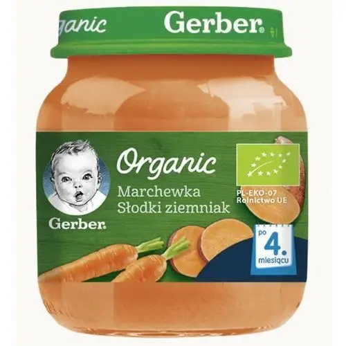 Gerber Organic, Obiadek Marchewka, słodki ziemniak dla niemowląt po 4 miesiącu, 125 g