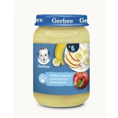 Gerber, Deserek jabłka i banany z kremowym twarożkiem dla niemowląt po 6 miesiącu, 190 g