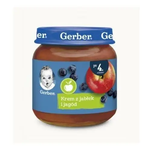 Gerber, Deserek krem z jabłek i jagód dla niemowląt po 4 miesiącu, 125 g