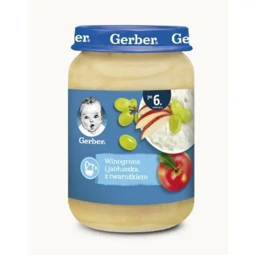 Gerber, Deserek winogrona i jabłuszka z twarożkiem dla niemowląt po 6 miesiącu, 190 g