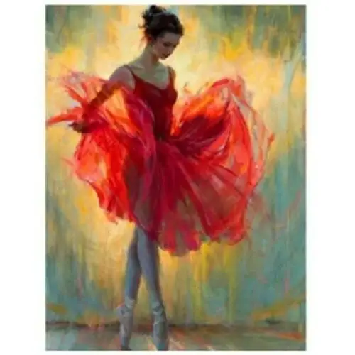 Diamentowa mozaika 5D Baletnica w czerwonej sukience 30x40 cm 7017