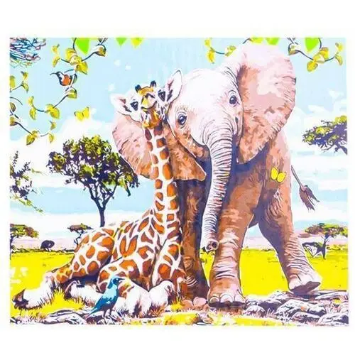 Malowanie po numerach Słoń z żyrafą40 x 50 5591