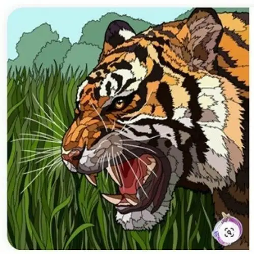 Norimpex , malowanie po numerach tygrys ryczący w trawie