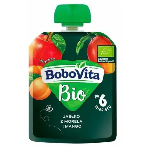 Nutricia Bobovita, bio mus owocowy jabłko, morela i mango po 6. miesiącu, 80 g