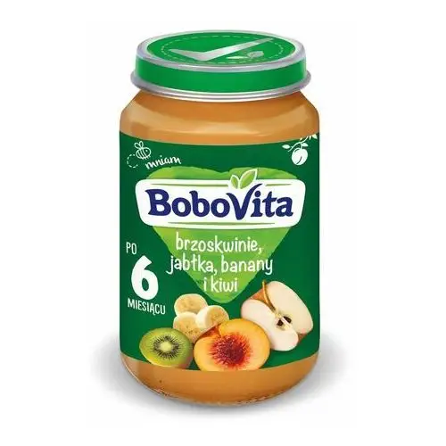 Nutricia Bobovita, deserek po 6. miesiącu brzoskwinie, jabłka, banany i kiwi, 190 g