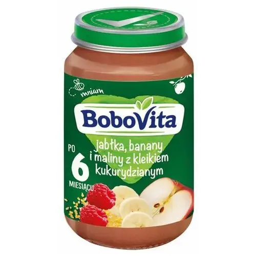 Nutricia Bobovita, deserek po 6. miesiącu jabłka, banany i maliny z kaszką kukurydzianą, 190 g
