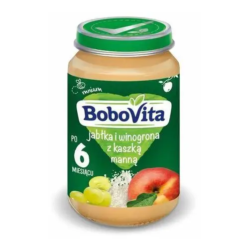 Bobovita, deserek po 6. miesiącu jabłka i winogrona z kaszką manną, 190 g Nutricia