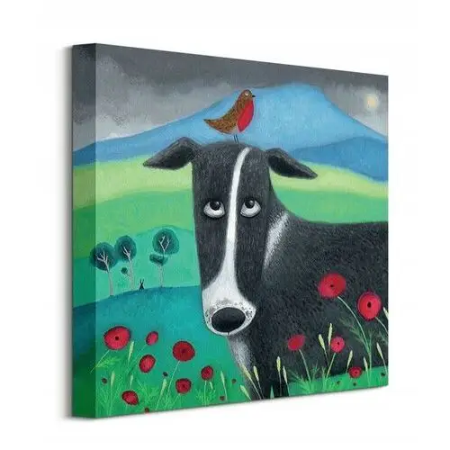 Obrazy na ścianę Black Ailsa Pies z ptakiem Obraz na płótnie 40x40 cm