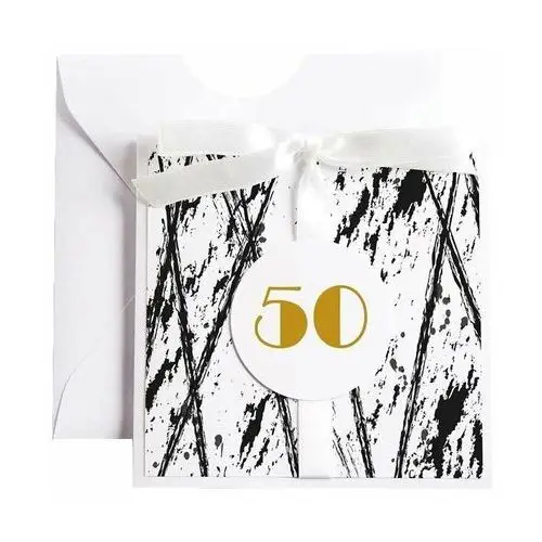 Kartka Okolicznościowa na 50 Urodziny - Biała Vintage - Black & White - Karnet urodzinowy