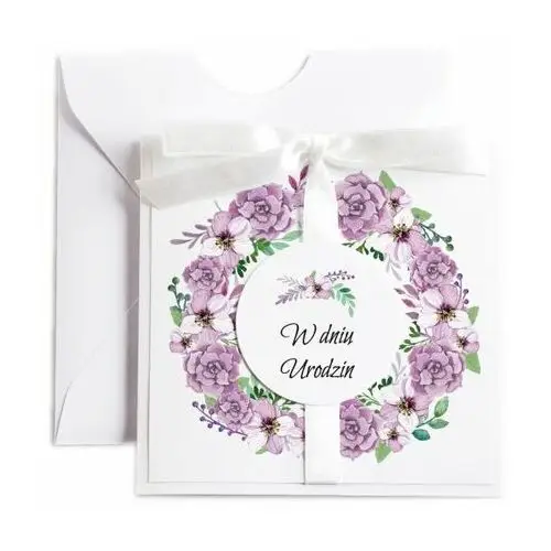 Ochprosze Kartka okolicznościowa na urodziny - kwiaty fioletowe - karnet urodzinowy