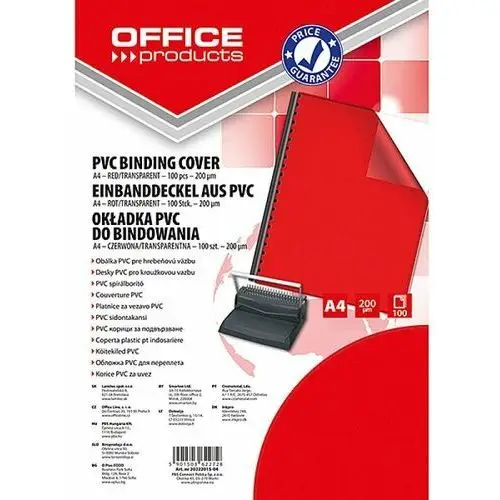 Office Products, Okładki Do Bindowania, Czerwony, A4, 100 Szt