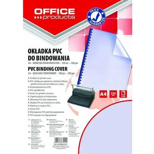 Office products Okładki do bindowania pvc a4 100szt niebieskie