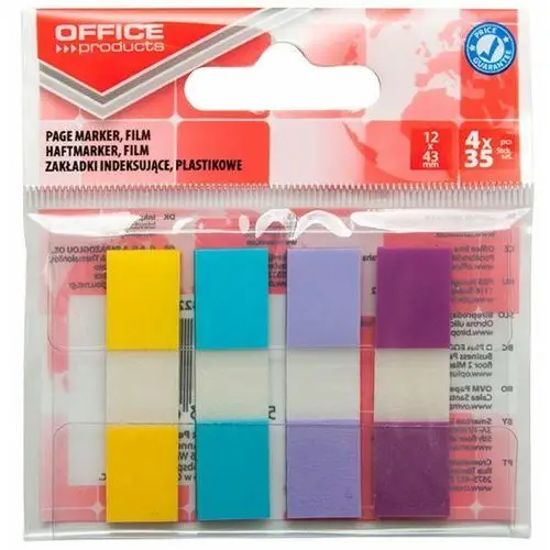 Office products , zakładki indeksujące pp 12x43mm zawieszka mix kolorów pastel, 140 szt