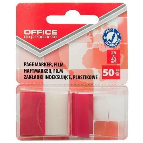 Zakładki indeksujące pp 25x43 mm blister, czerwony, 50 szt. Office products