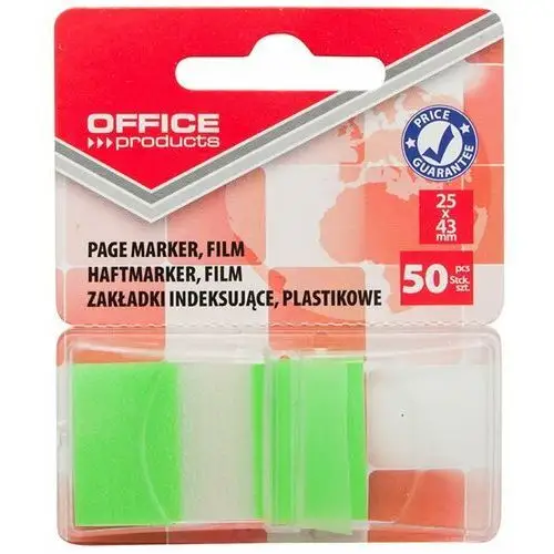 Zakładki indeksujące pp 25x43 mm blister, zielony, 50 szt. Office products