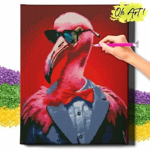 Oh art! Diamond painting 5d z ramą zwierzęta haft diamentowy duży flamingo adwokat mozaika 40x50 cm
