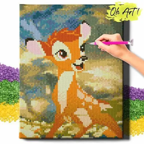 Haft diamentowy 5d z ramą jelonek bambi diamond painting mozaika dla dzieci zwierzęta Oh art