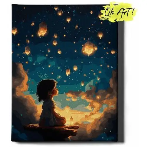 Malowanie Po Numerach 40x50cm Dziewczynka i gwiazdy – Obraz do Malowania po numerach Dla Dzieci – Oh Art
