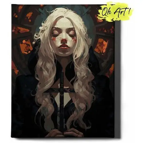 Malowanie po numerach 40x50cm dziewczynka i krzyż – kreatywne obrazy do malowania po numerach z rama gotyk – Oh art