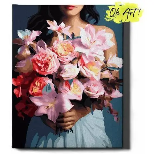 Malowanie Po Numerach 40x50cm Kwiaty – Kreatywne Obrazy do Malowania po numerach z Rama Różowy bukiet – Oh Art