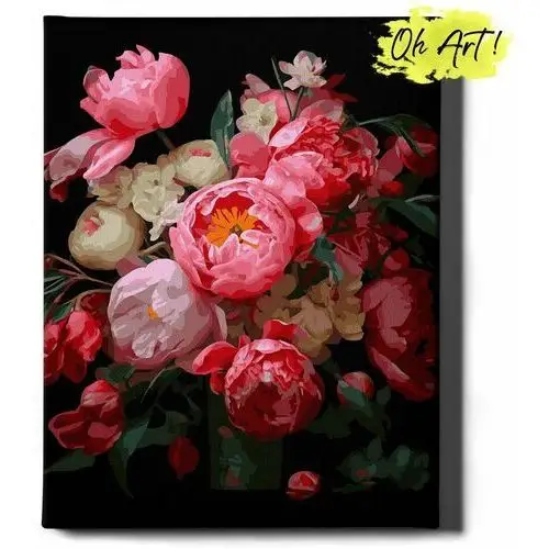 Oh art! Malowanie po numerach 40x50cm różowe piwonie – obraz do malowania po numerach kwiaty