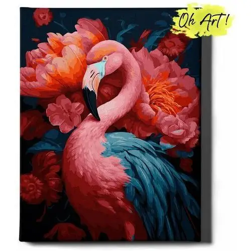 Oh art! Malowanie po numerach 40x50cm różowy flaming – kreatywne obrazy do malowania po numerach z rama ptaki