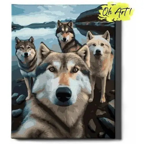 Oh art! Malowanie po numerach 40x50cm wilki na spacerze – obraz do malowania po numerach zwierzęta