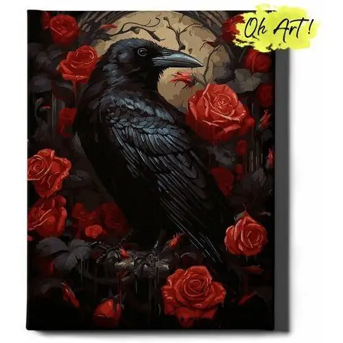 Oh art! Malowanie po numerach 40x50cm zwierzęta – kreatywne obrazy do malowania po numerach z rama wrona i róża