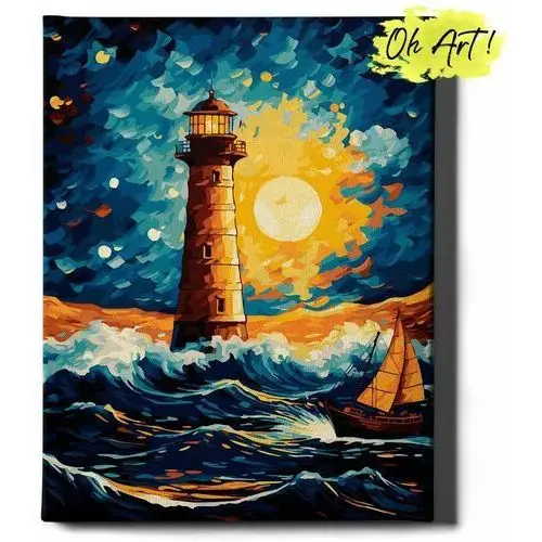 Oh art! Malowanie po numerach pejzaż z ramą 40x50 cm latarnia morska – obraz do malowania po numerach