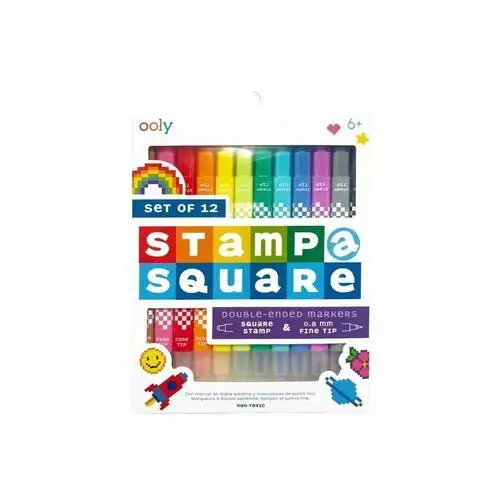 Cienkopisy z pieczątkami pixel art stamp-a-square Ooly