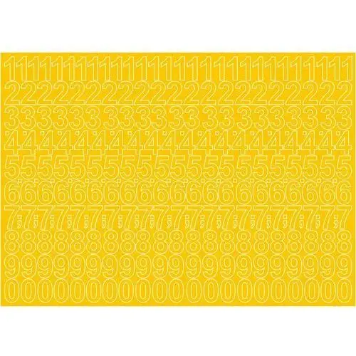 Cyfry samoprzylepne żółte 2cm arkusz 276 znaków Oracal