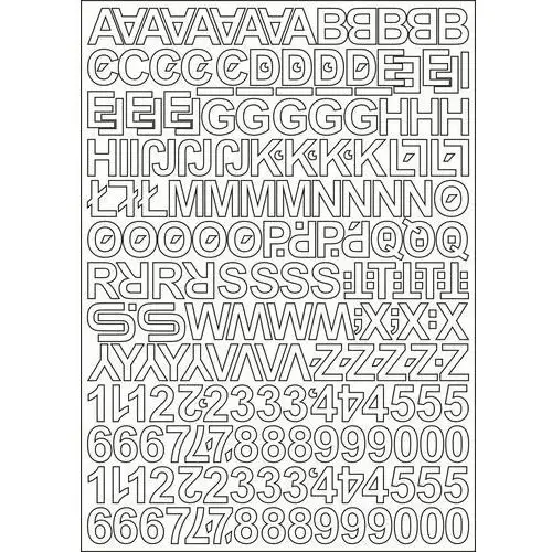 Litery i cyfry samoprzylepne białe 2,5cm arkusz 250 znaków Oracal