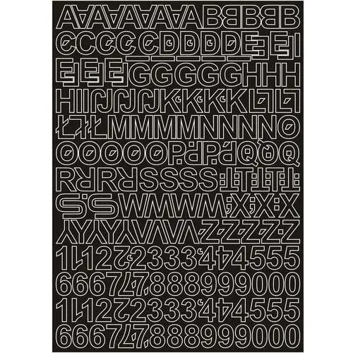 Litery i cyfry samoprzylepne czarne 2cm arkusz 250 znaków Oracal