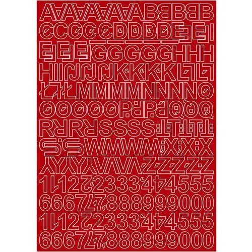 Litery i cyfry samoprzylepne czerwone 2cm arkusz 250 znaków Oracal
